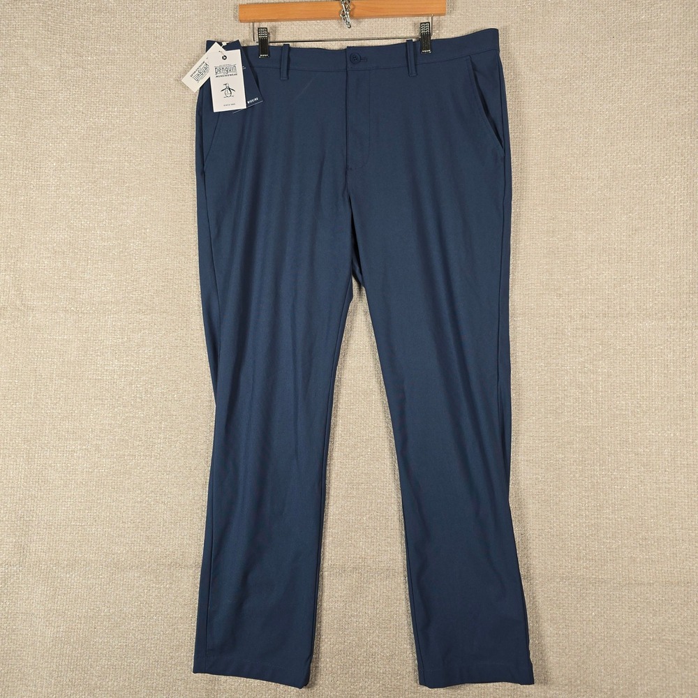 Original Penguin Mens Golf Pants 38x30 Sargasso Sea Navy Blue Slim Fit OCBS3103